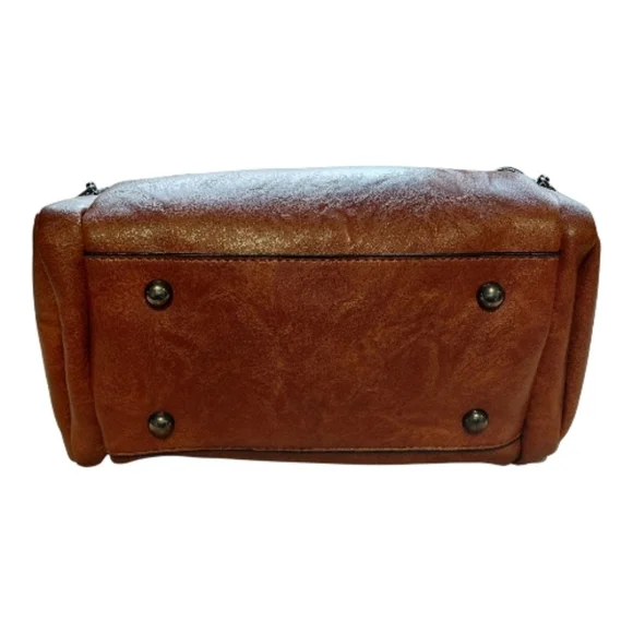 Elegant Brown Handbag with Floral Accent - Picture 7 of 8